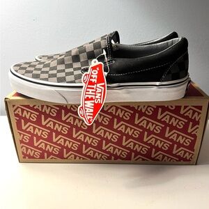 NWT, Vans Classic Slip-On Black/Pewter Checkerboard